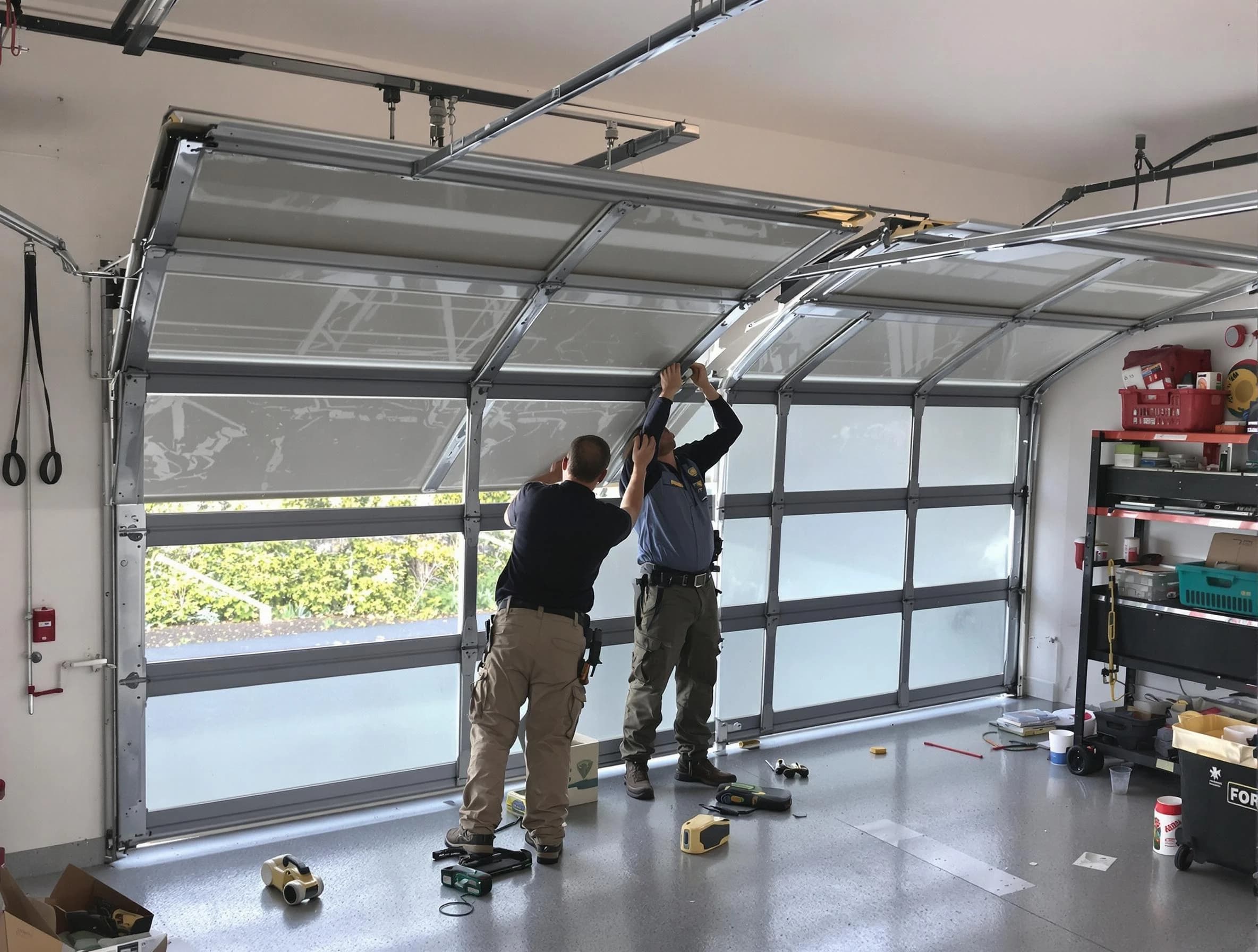 Glenshaw Garage Door Repair expert performing precise panel replacement on Glenshaw garage door