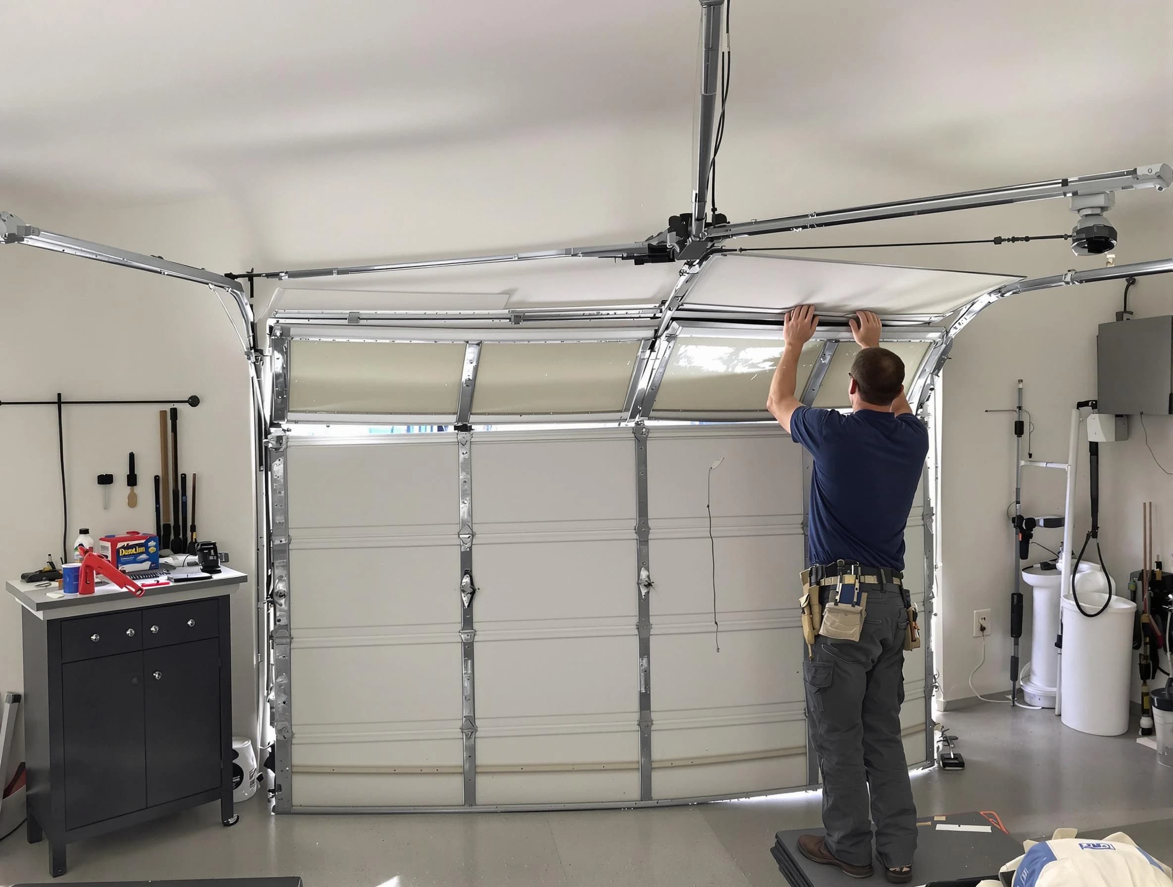 Glenshaw Garage Door Repair specialist performing precise section replacement on Glenshaw garage door
