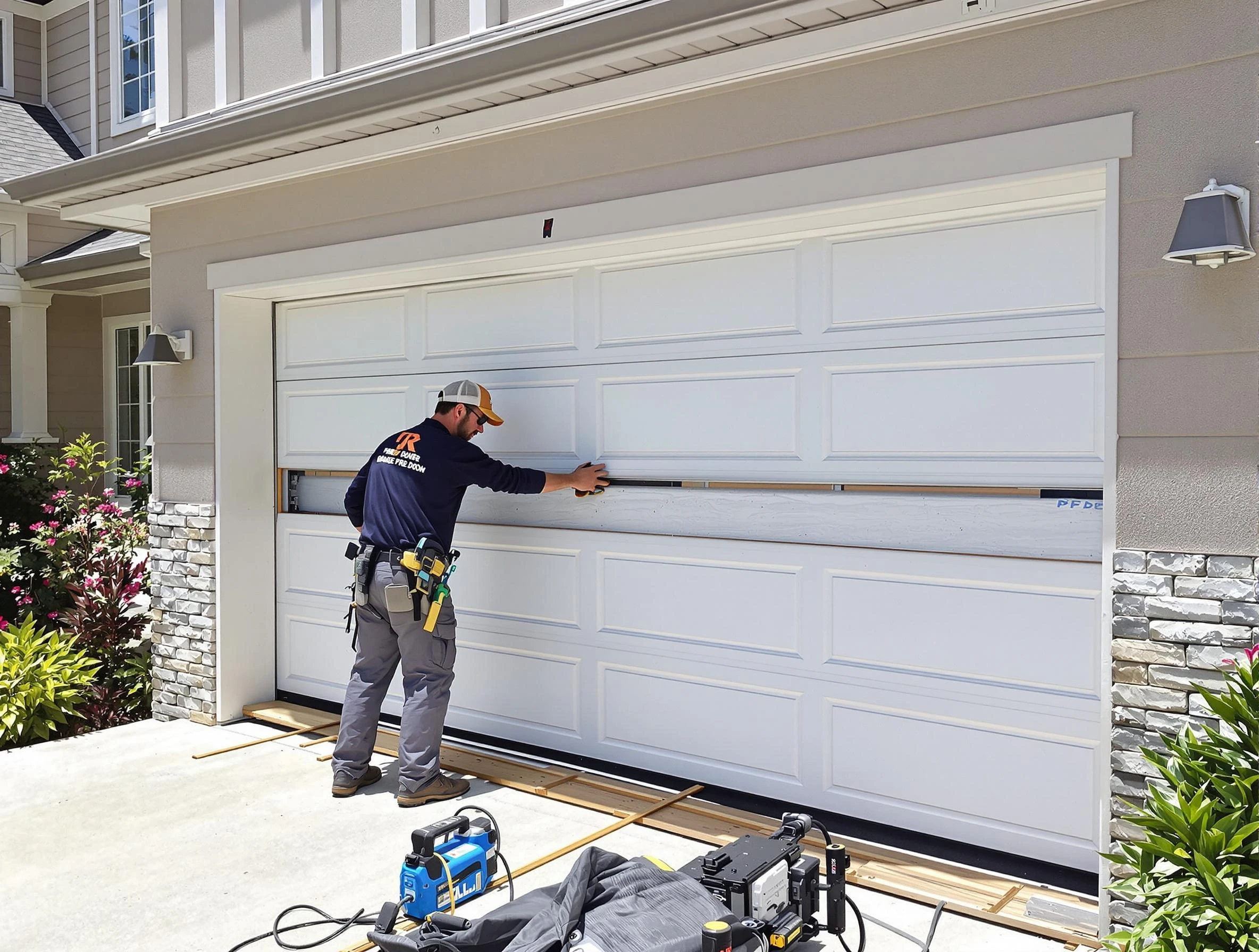 Glenshaw Garage Door Repair team performing complete garage door replacement at Glenshaw residence