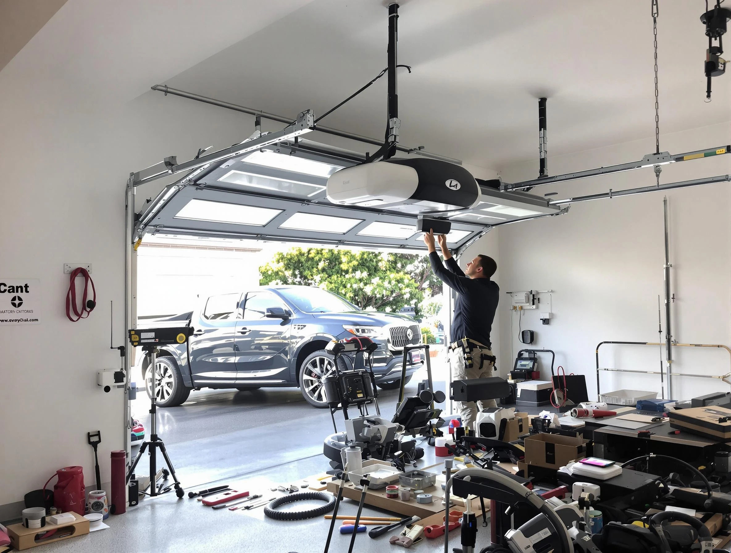 Glenshaw Garage Door Repair specialist installing smart garage door opener system in Glenshaw home