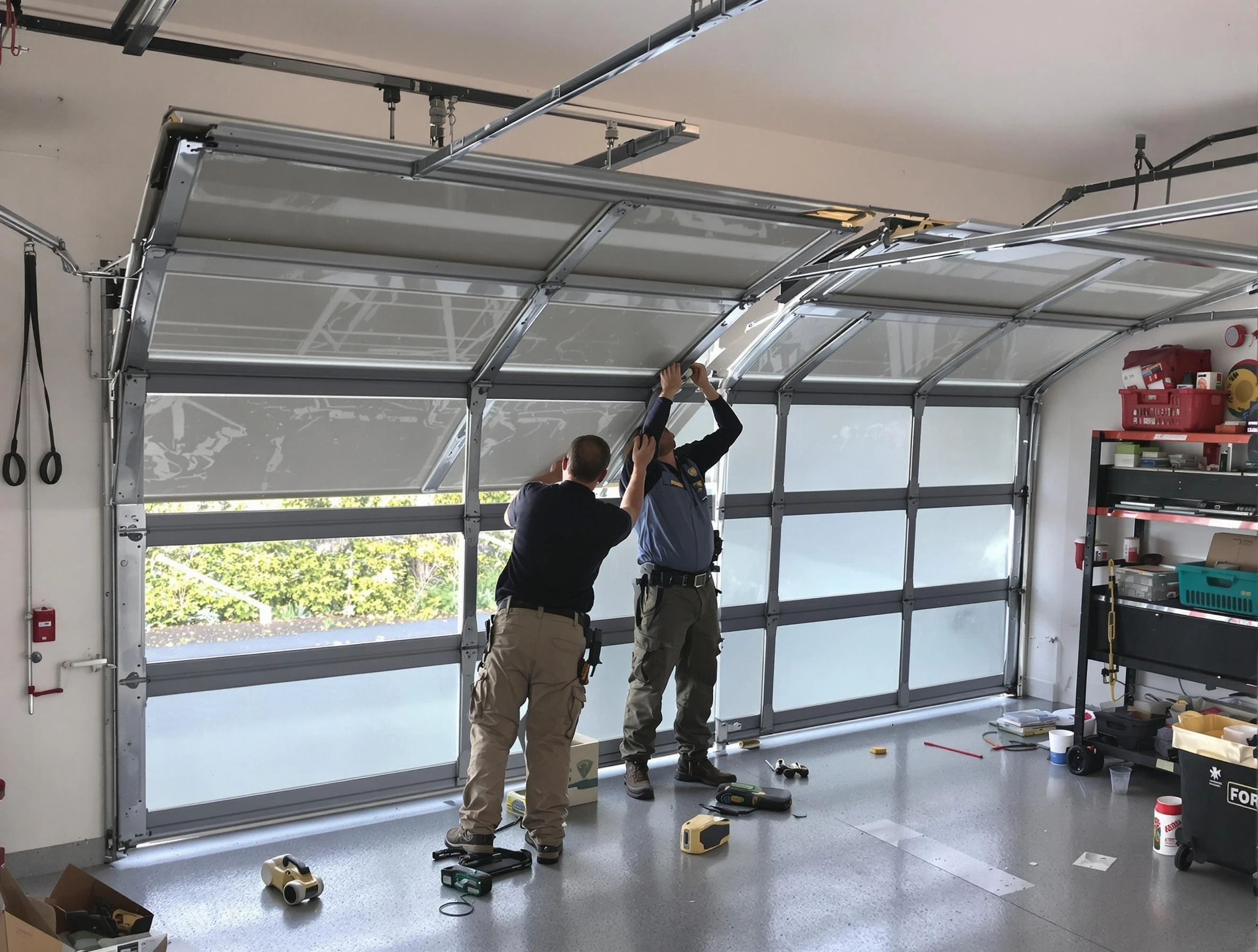 Glenshaw Garage Door Repair expert performing precise panel replacement on Glenshaw garage door