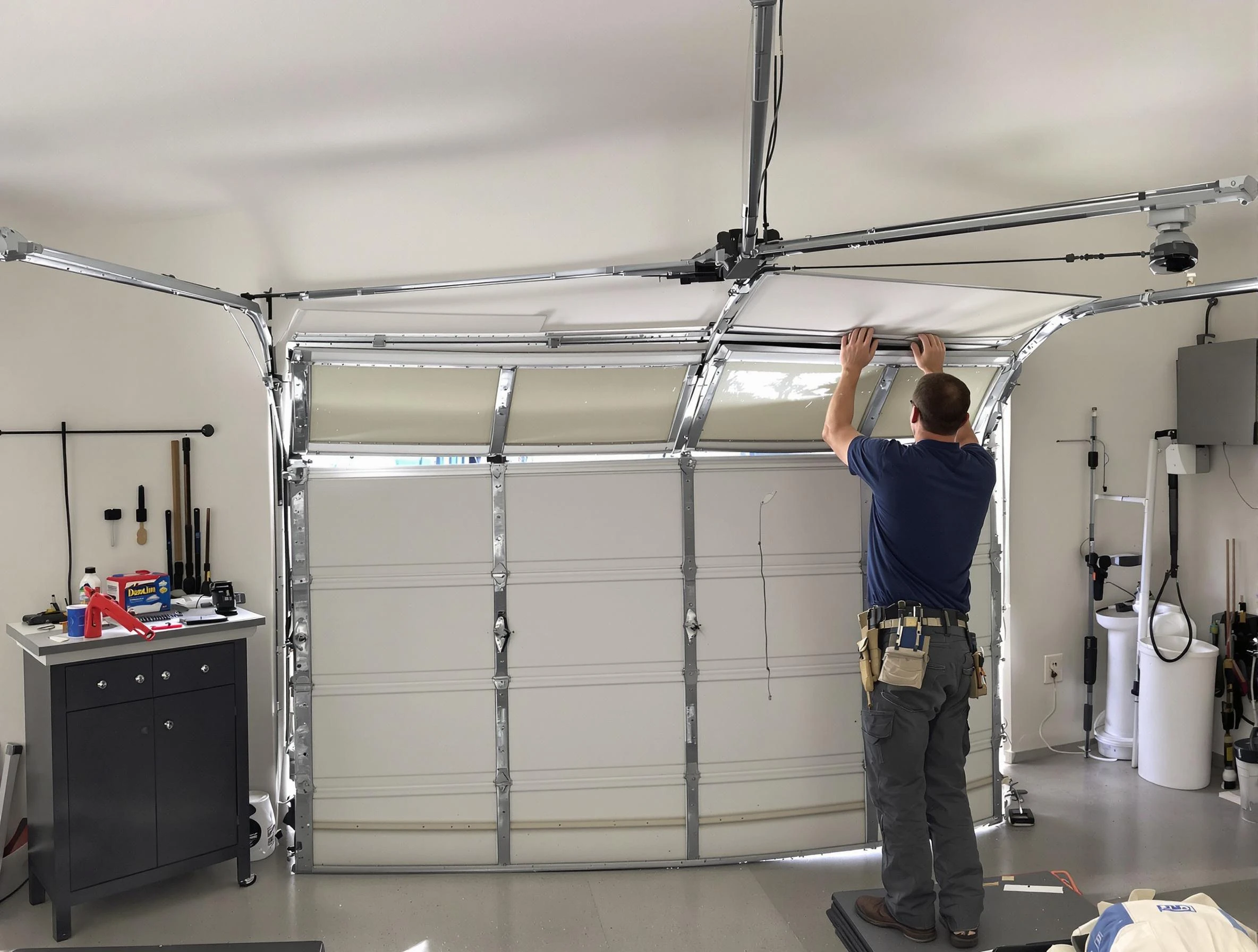Glenshaw Garage Door Repair specialist performing precise section replacement on Glenshaw garage door